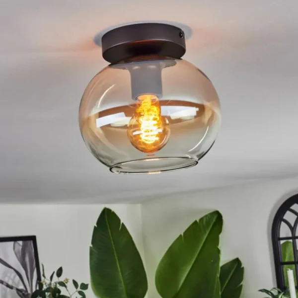 hofstein Plafonnier - Verre Apedo Ambre, Clair, 1 lumière* Lampes En Verre