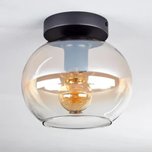 hofstein Plafonnier - Verre Apedo Ambre, Clair, 1 lumière* Lampes En Verre