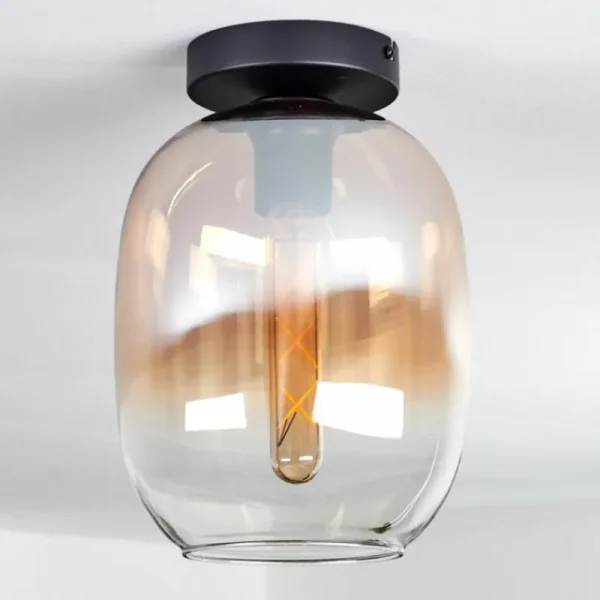 hofstein Plafonnier - Verre Apedo Ambre, Clair, 1 lumière* Lampes En Verre