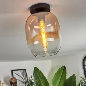 hofstein Plafonnier - Verre Apedo Ambre, Clair, 1 lumière* Lampes En Verre