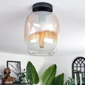 hofstein Plafonnier - Verre Apedo Ambre, Clair, 1 lumière* Lampes En Verre