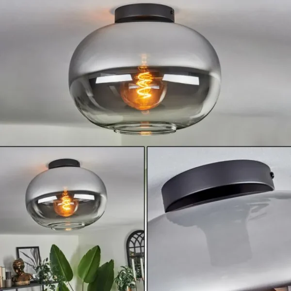 hofstein Plafonnier - Verre Apedo Clair, Fumé, 1 lumière* Lampes Modernes