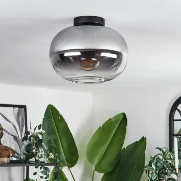 hofstein Plafonnier - Verre Apedo Clair, Fumé, 1 lumière* Lampes Modernes