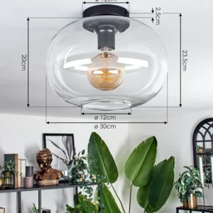 hofstein Plafonnier - Verre Apedo Clair, 1 lumière* Lampes En Verre