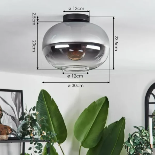 hofstein Plafonnier - Verre Apedo Clair, Fumé, 1 lumière* Lampes Modernes