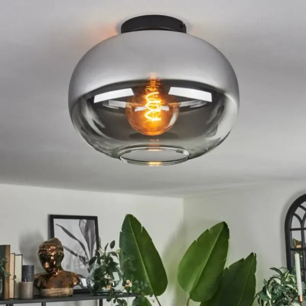 hofstein Plafonnier - Verre Apedo Clair, Fumé, 1 lumière* Lampes Modernes