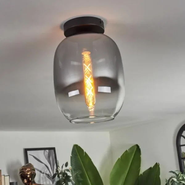 hofstein Plafonnier - Verre Apedo Clair, Fumé, 1 lumière* Lampes Modernes