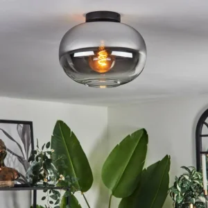 hofstein Plafonnier - Verre Apedo Clair, Fumé, 1 lumière* Lampes Modernes
