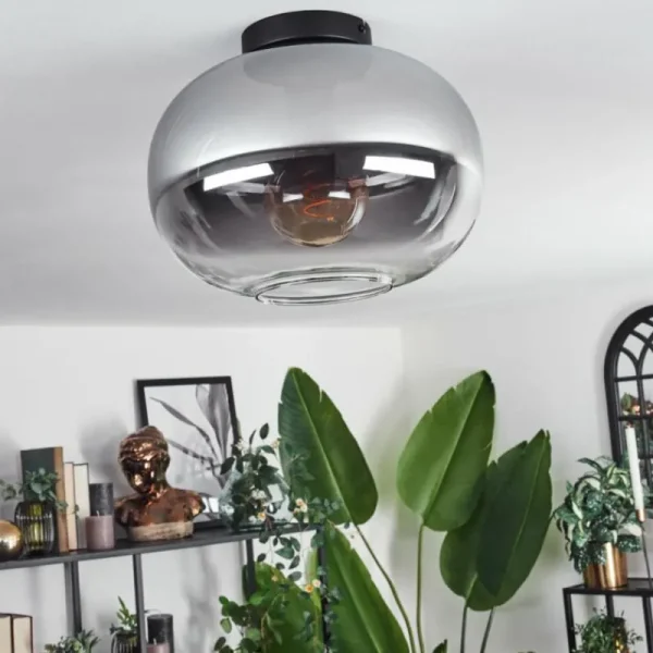 hofstein Plafonnier - Verre Apedo Clair, Fumé, 1 lumière* Lampes Modernes