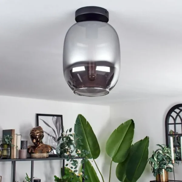 hofstein Plafonnier - Verre Apedo Fumé, 1 lumière* Lampes Modernes