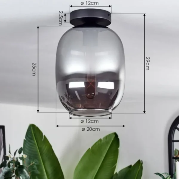 hofstein Plafonnier - Verre Apedo Fumé, 1 lumière* Lampes Modernes