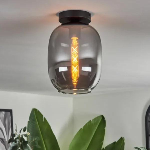 hofstein Plafonnier - Verre Apedo Fumé, 1 lumière* Lampes Modernes