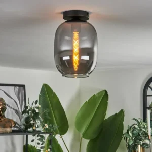 hofstein Plafonnier - Verre Apedo Fumé, 1 lumière* Lampes Modernes