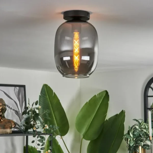 hofstein Plafonnier - Verre Apedo Fumé, 1 lumière* Lampes Modernes