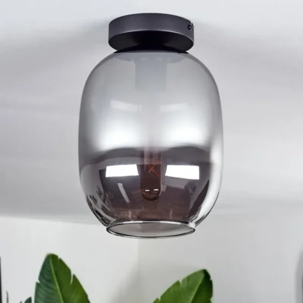 hofstein Plafonnier - Verre Apedo Fumé, 1 lumière* Lampes Modernes