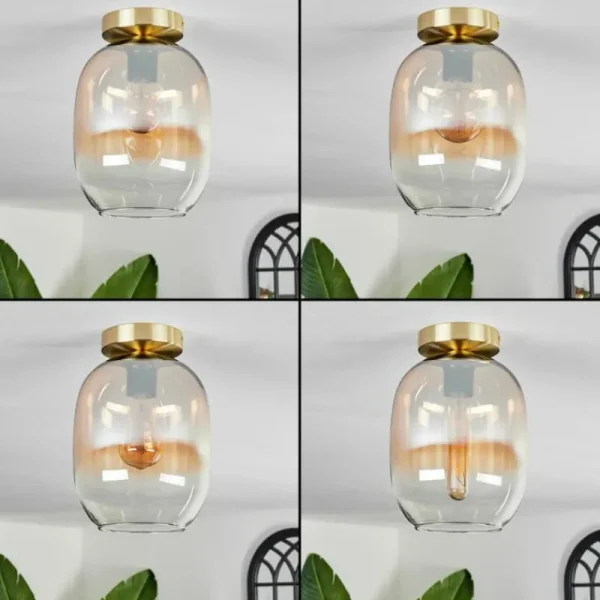 hofstein Plafonnier - Verre Apedo Laiton, 1 lumière* Lampes En Verre