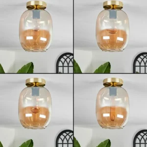 hofstein Plafonnier - Verre Apedo Laiton, 1 lumière* Lampes En Verre