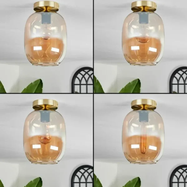 hofstein Plafonnier - Verre Apedo Laiton, 1 lumière* Lampes En Verre