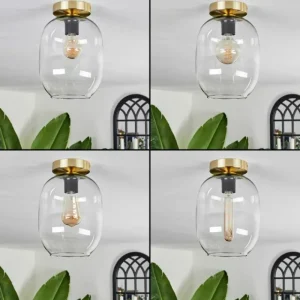 hofstein Plafonnier - Verre Apedo Laiton, 1 lumière* Lampes En Verre