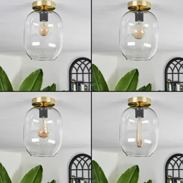 hofstein Plafonnier - Verre Apedo Laiton, 1 lumière* Lampes En Verre