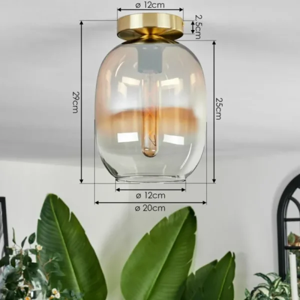 hofstein Plafonnier - Verre Apedo Laiton, 1 lumière* Lampes En Verre