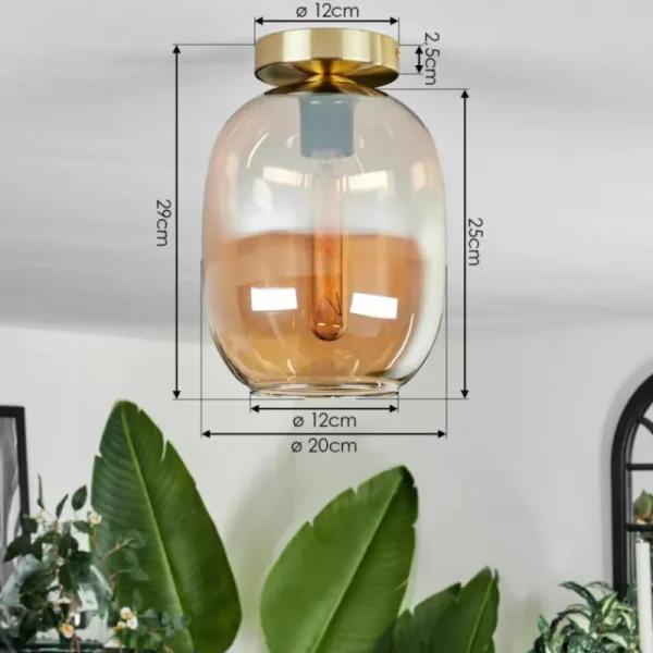 hofstein Plafonnier - Verre Apedo Laiton, 1 lumière* Lampes En Verre