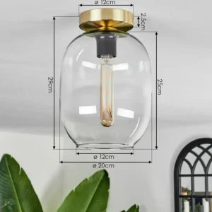 hofstein Plafonnier - Verre Apedo Laiton, 1 lumière* Lampes En Verre