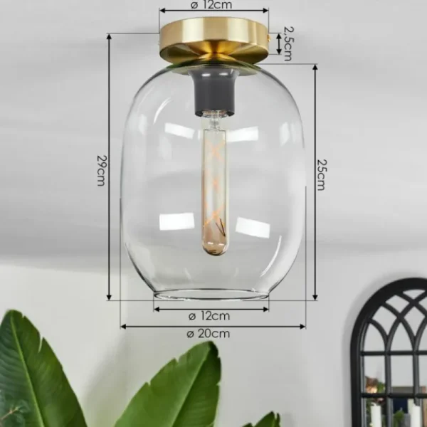 hofstein Plafonnier - Verre Apedo Laiton, 1 lumière* Lampes En Verre
