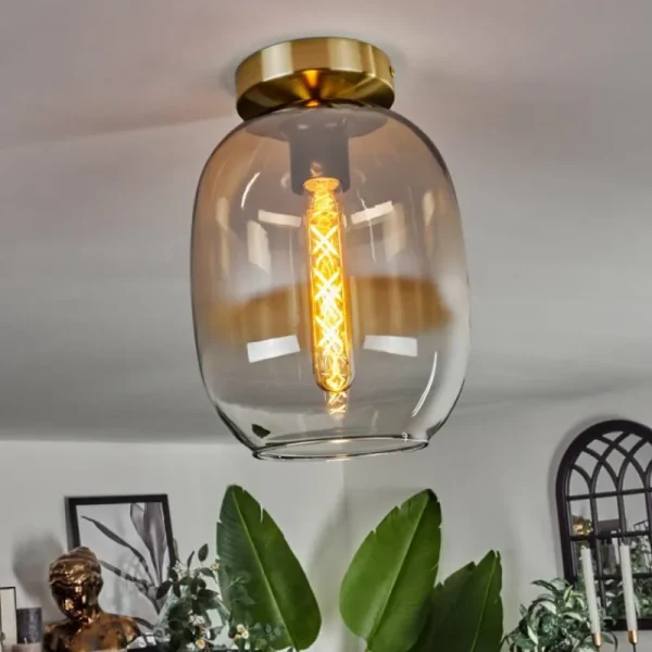 hofstein Plafonnier - Verre Apedo Laiton, 1 lumière* Lampes En Verre