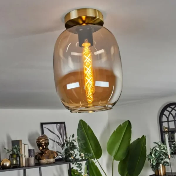 hofstein Plafonnier - Verre Apedo Laiton, 1 lumière* Lampes En Verre