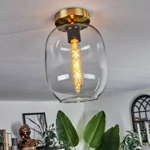 hofstein Plafonnier - Verre Apedo Laiton, 1 lumière* Lampes En Verre