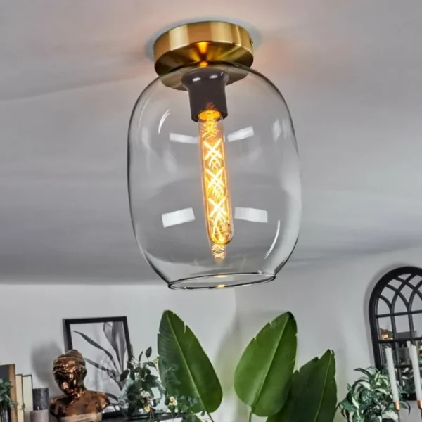 hofstein Plafonnier - Verre Apedo Laiton, 1 lumière* Lampes En Verre