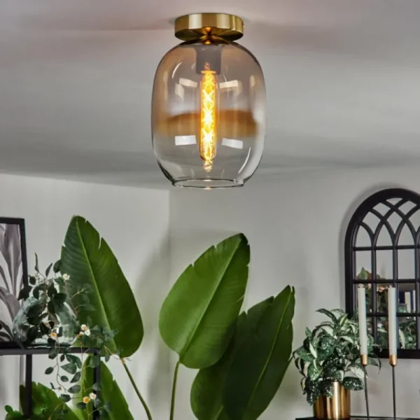 hofstein Plafonnier - Verre Apedo Laiton, 1 lumière* Lampes En Verre