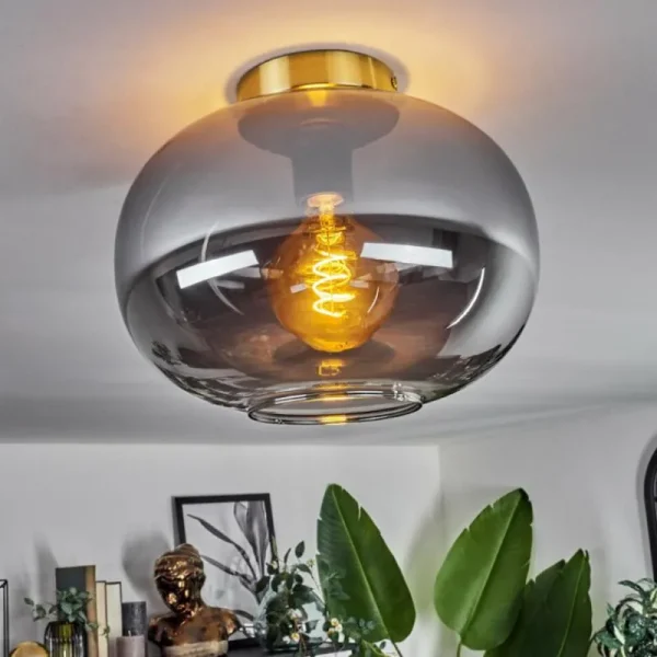 hofstein Plafonnier - Verre Apedo Laiton, 1 lumière* Lampes Modernes