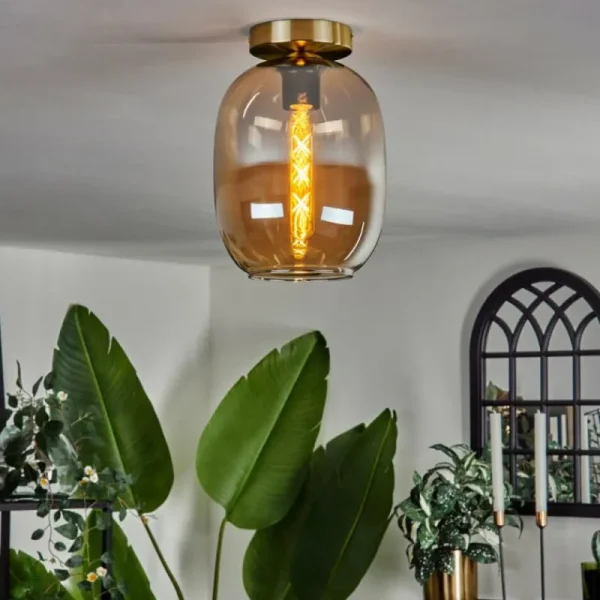 hofstein Plafonnier - Verre Apedo Laiton, 1 lumière* Lampes En Verre