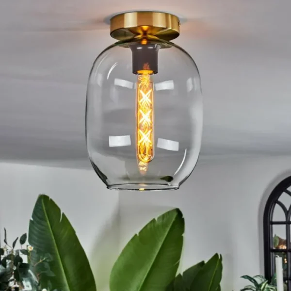 hofstein Plafonnier - Verre Apedo Laiton, 1 lumière* Lampes En Verre