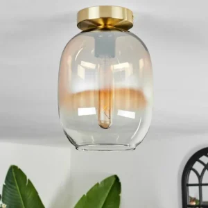 hofstein Plafonnier - Verre Apedo Laiton, 1 lumière* Lampes En Verre