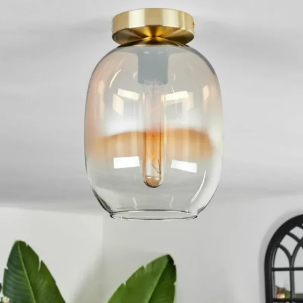hofstein Plafonnier - Verre Apedo Laiton, 1 lumière* Lampes En Verre