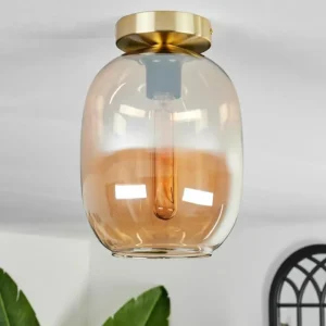 hofstein Plafonnier - Verre Apedo Laiton, 1 lumière* Lampes En Verre