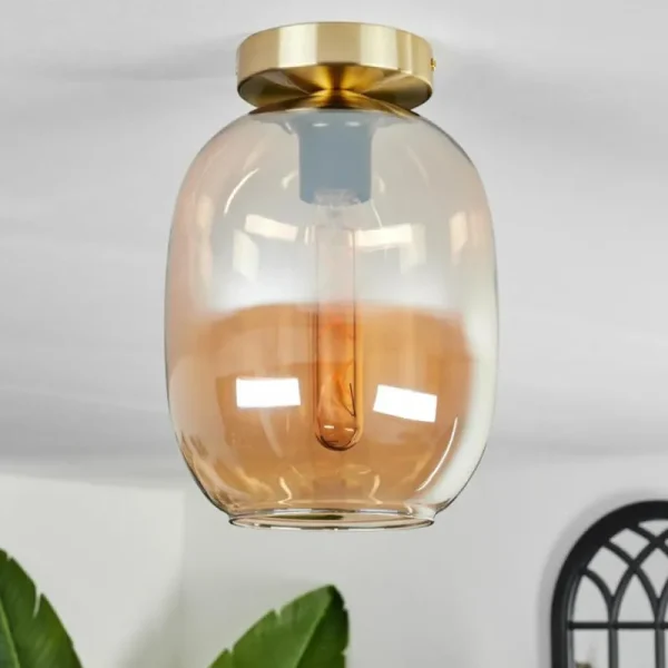 hofstein Plafonnier - Verre Apedo Laiton, 1 lumière* Lampes En Verre