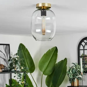 hofstein Plafonnier - Verre Apedo Laiton, 1 lumière* Lampes En Verre