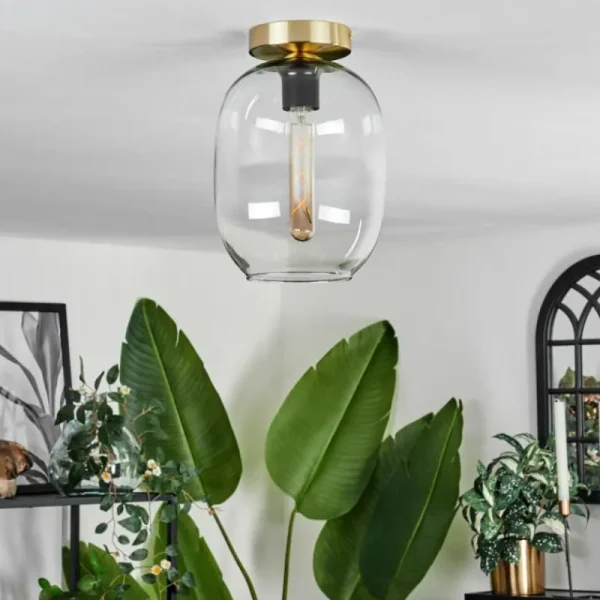 hofstein Plafonnier - Verre Apedo Laiton, 1 lumière* Lampes En Verre