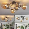 hofstein Plafonnier - Verre Chehalis Ambre, Fumé, 6 lumières* Lampes Modernes