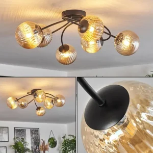 hofstein Plafonnier - Verre Chehalis Ambre, 6 lumières* Lampes Modernes