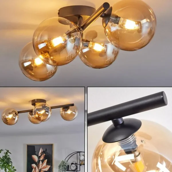 hofstein Plafonnier - Verre Chehalis Ambre, 4 lumières* Lampes En Verre