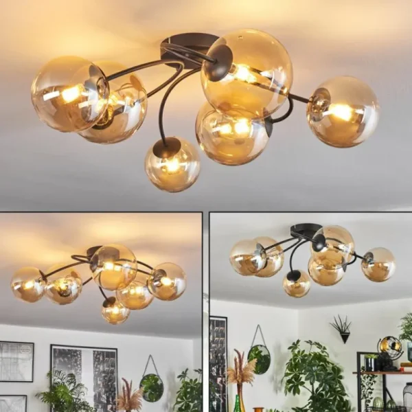 hofstein Plafonnier - Verre Chehalis Ambre, 6 lumières* Lampes En Verre