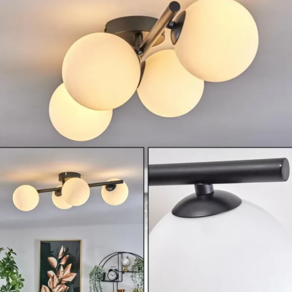 hofstein Plafonnier - Verre Chehalis Blanc, 4 lumières* Lampes En Verre