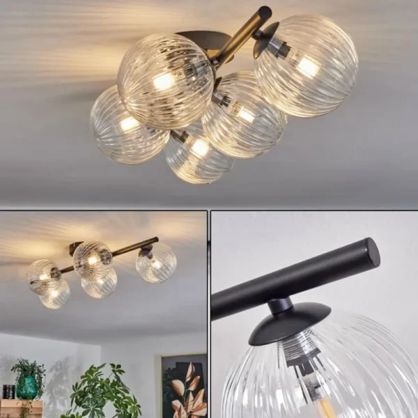 hofstein Plafonnier - Verre Chehalis Clair, 5 lumières* Lampes En Verre