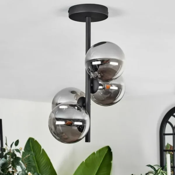 hofstein Plafonnier - Verre Chehalis Fumé, 4 lumières* Lampes Modernes