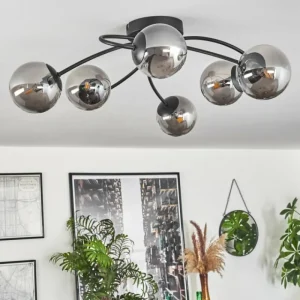 hofstein Plafonnier - Verre Chehalis Fumé, 6 lumières* Lampes Modernes